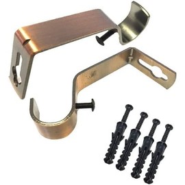Curtain Pole Bracket Metal 19mm Copper Heavy Duty Rod Wall Brackets Holder Metal Curtain Rod Brackets Set with Screws for Poles Set of 2.