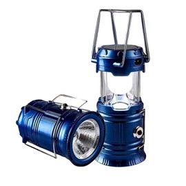 DOSYU Lámpara Linterna de Camping Recargable USB/Luz Solar, Impermeable, Plegable y Portátil con 2 Modos de Iluminación (Azul)