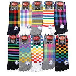 Men's 5 Toe Socks, Set of 10 Pairs, Vivid Color Series