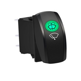 Windshield Washer Wiper Momentary Rocker Switch 6PIN DPDT (ON) ON Off 3 Positions Waterproof 12V Led Light for Car Boat Dashboard Accessories (Green)
