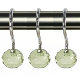 BH Home & Linen Crystal Green Orbit 12 Shower Curtain Hooks Retro Ball