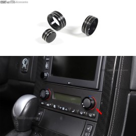 CSKT2022 3 x Black Alloy Console A/C Panel volume knob ring Trim For Corvette C6 2007-13