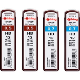 rOtring 0.5mm HB High Polymer Refills - 2 x 12 Leads + 0.7mm HB - 2 x 12 Leads