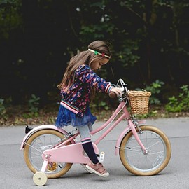 EIRONA Bicycle Wicker Basket for Kids Bike, Scooter, Tricycle, Stroller, Girl Rattan Basket, Kids Bike Accessories, Pink