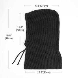 Hooded Scarf Hat Knit Balaclava Women Beanie Skull Cap with Drawstring Warm Winter Hats for Women Men Outdoor Sports