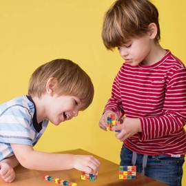Wooden Twist Cubes, Colorful Mind Game, Stretch, Twist, and Lock Brain Teaser (4 Fidgets)