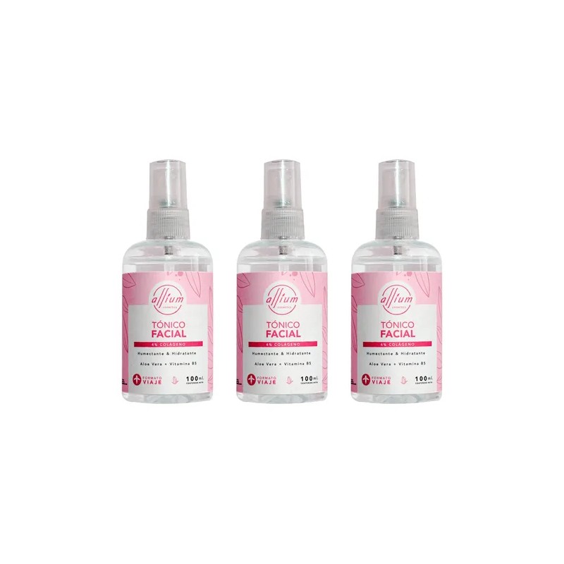 Tónico Facial Rosas Áloe Vera Hamamelis Colágeno -allium 3pz