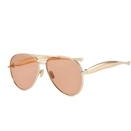 Vanolu Vintage Oversize Sunglasses for Women men fashion (Golden Orange)