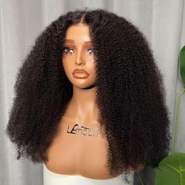 Lemoda 5x5 Wear and Go Burmese Kinky Curly Lace Frontal Human Hair Wigs Pre-Bleached Knots 210 Density 16Inch Deep Curly 5x5 HD Unglueless Transparent Lace Front Wigs For Women