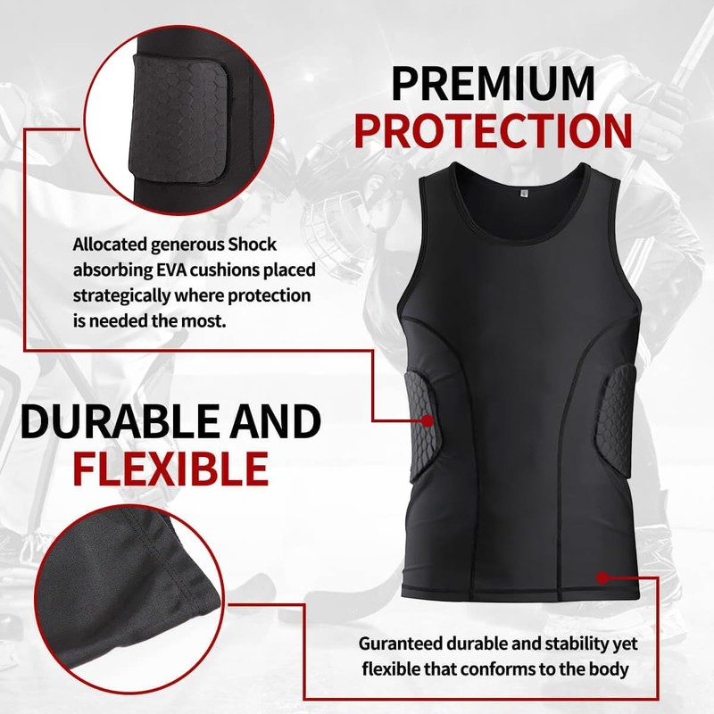 Men’s Padded Compression Shirt - Football Chest & Rib Protector