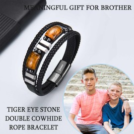 EYQV Brother Gifts, Love You Forever Leather Bracelet Brother Gifts for Men Boys, Unique Birthday Graduation Christmas Gifts for Brother Stocking Fillers for Men Boys