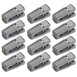 Teensery 12 Pcs Finger Clips Plastic Pants Clothes Hanger Clips for Use with Slim-line Clothes Velvet Hangers (Grey)