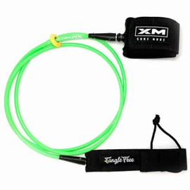XM SURF MORE Regular 8ft Surfboard Leash with Tangle Free Upgrade, Cord Thickness (.270in), Key Pocket, Unbreakable Swivels, Detachable Railsaver, Made in USA