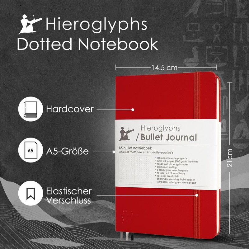 Hieroglyphs Bullet Journal - Dotted Notebook A5 - with System