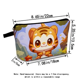 MoCaliduccious Cartoon Tiger Makeup Bag for Women Travel Cosmetic Organizer Bag Teacher Appreciation Gifts Small Zipper Toiletry Bag