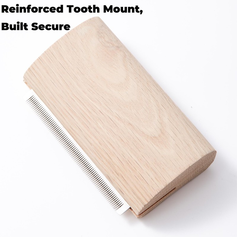 Pug Brush for Shedding, Wooden Handle Short-Hair Grooming Comb