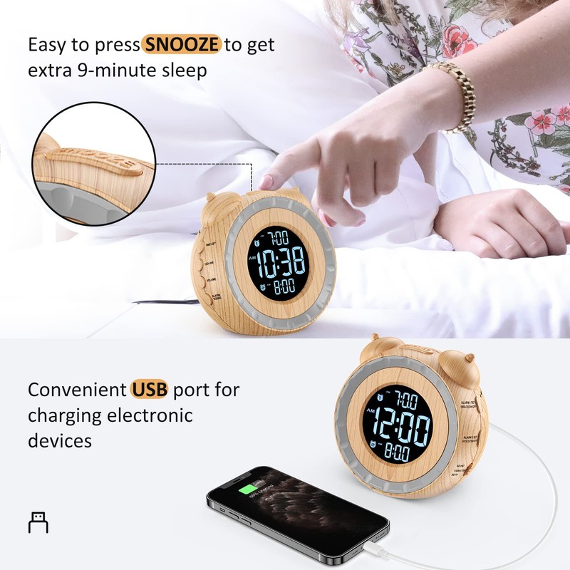 uscce Dual Extra Loud Alarm Clock with Bed Shaker -