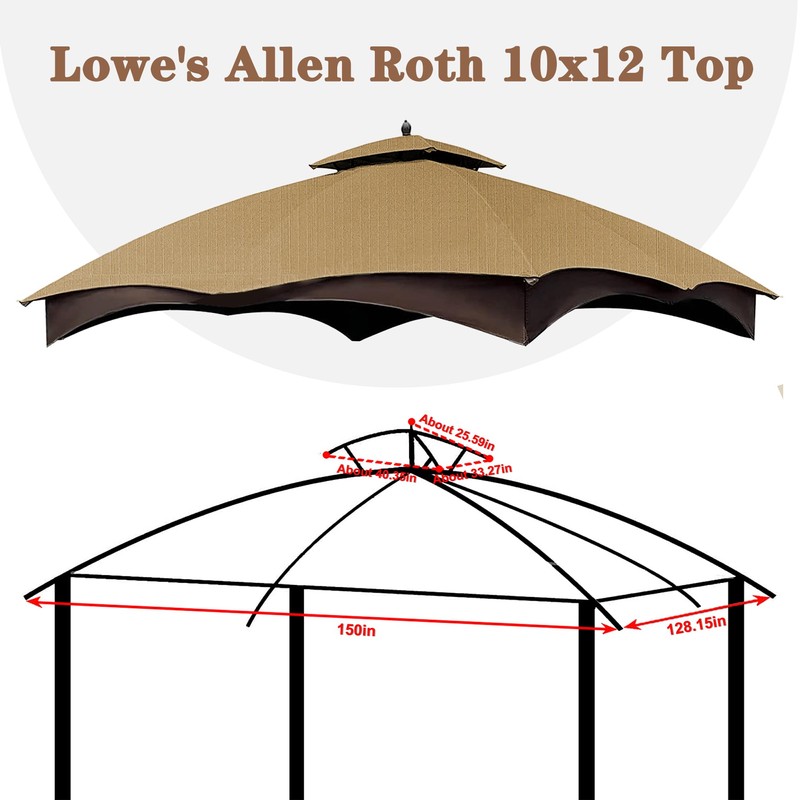SCOCANOPY Beige Ripstop Replacement Top for Lowe's Allen Roth 10X12