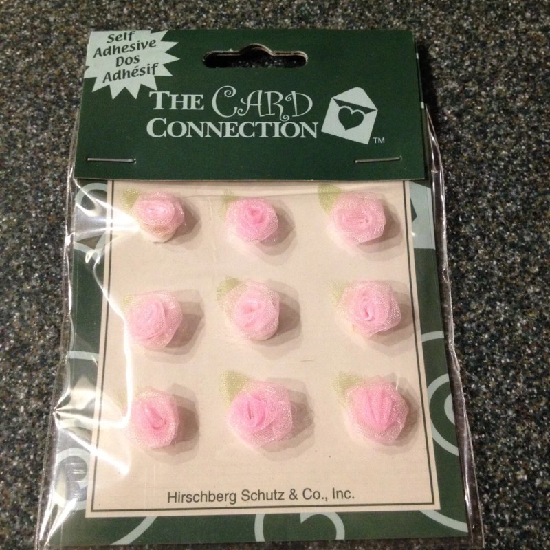 THE CARD CONNECTION 3D PINK FLOWERS WITH LIGHT GREEN TULLE