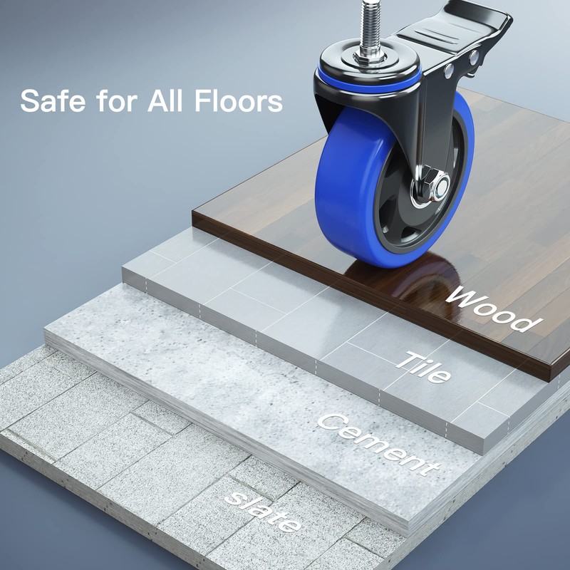 5 Inch Stem Caster Wheels Heavy Duty with Dual Locking