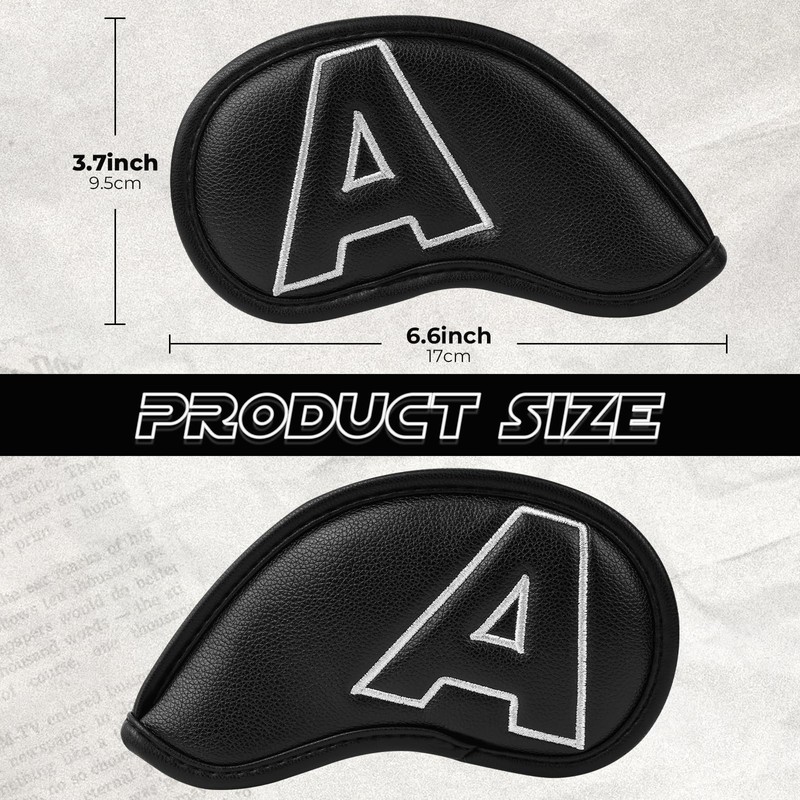 Craftsman Golf Black Classic Iron Headcover set with Silver Large
