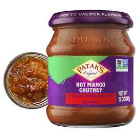 Patak’s Hot Mango Chutney - Sweet & Spicy Mango Chutney with Paprika & Red Chile - Vegan & Gluten-Free - Perfect for Meats, Cheese Platters & Veggie Dips - 12 oz (Pack of 1)