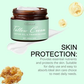 DSSdoliV Organic Grass-Fed Tallow Balm with Frankincense, Castor Oil, & Manuka Honey - Hydrating Face & Body Moisturizer for All Skin Types (50g)