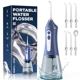 Water Flosser for Teeth Cleaning and Flossing, 5 Modes Rechargeable Cordless Oral Irrigator 320ml Water Tank Teeth Cleaner, IPX7 Waterproof Portable Electric Dentel Flossers for Home and Travel,Blue