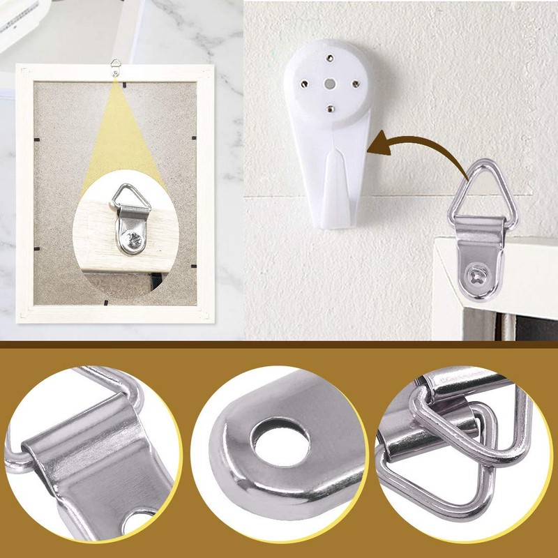Rustark 110Pcs Small Triangle Ring Picture Hangers Frame Hanging Hangers