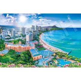 EPOCH 09-026 1000 Piece Jigsaw Puzzle, Sparkling Waikiki Beach - Hawaii (20.9 x 29.5 inches (50 x 75 cm) with Glue and Spatula Included Tickets