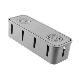 SHINEOFI Plug Receiving Box for Desktop Grey Cable Organizer Lid Power Cable Holder for Home Office Wire Socket Organization