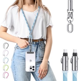 [enablink] Smartphone Strap, Type-C to Type-C Charging Cable, PD60W, Mobile Strap, Shoulder Strap, Type C, Neck Should, Crossbody Handle, Rapid Charging, High Speed Data Transfer, Polyester Knitting,