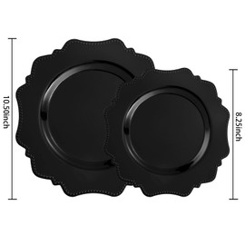 COLOSUS Black Disposable plastic plates set 60pcs(30guest) Dinner plates and Dessert Plates Heavy weight plates for Party
