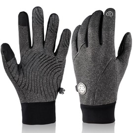 Winter Gloves Men, Thickened Warm Polyester Lined with Touchscreen, Comfortable and Breathable Anti-Slip, Rainproof, Waterproof Gloves Men for Driving, Skiing, Biking, Running, and Working ﻿(Grey)