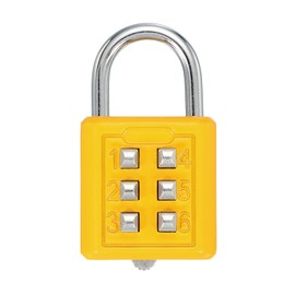 MECCANIXITY Combination Padlock, 6-Digit Push Button Padlock 3-Position Locking Mechanism Security Combination Lock for Locker Gym Sports Locker Cabinet Toolbox (Yellow, Pack of 1)