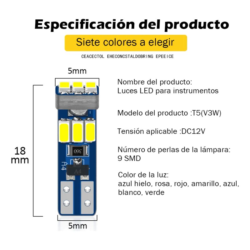 10 Focos T5 Led Pellizco Cluster Para Moto Auto