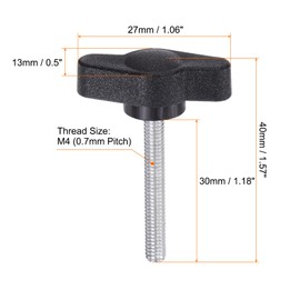 HARFINGTON 10 Piezas de Perillas de Ala en Forma de T con Tornillos de Pulgar M4 x 30 mm, Rosca Macho Estándar de Plástico T/Z, Perillas Ajustables, Asas de Sujeción Manual, Negro