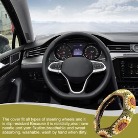Crochet Car Accessories | Sunflower Crochet Anti-Slip Steering Wheel Cover | Soft Car Accessories for Family Friends Colleagues