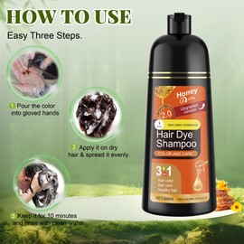 XYZCREATIVE Chestnut Brown Hair Dye Shampoo 3 in 1 for Women & Men 100% Gray Hair Coverage - Herbal Ingredients Natural Plant Hair Color - Hair Dye in Minutes 500ML