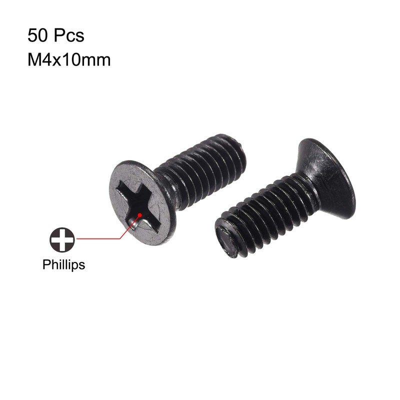 sourcing map M4 x 10mm Phillips Screw Fastener Black for
