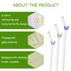 Glass Straws, Pack of 6 Transparent Glass Straws, Long, Butterfly