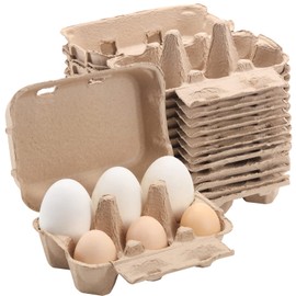 Vintage Jumbo Duck Egg Cartons 20 Pack, Half Dozen Paper Carton for Normal Size Geese, Blank Natural Pulp Jumbo Eggs Container Holder Reusable for 6 Six Count Chicken Carton Storage Strong Tray