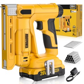 ALLOYPOWER 3/8''Crown Stapler, 18 Gauge 2 in 1 Cordless Brad Nailer/Electric Stapler with 2.0AH Battery & Charger, Nail Gun Battery Powered with 2,000PCS Staples and Nails for Upholstery & Family DIY