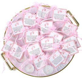 50pcs Tealight Candles Set for Baby Shower Party Favors, Christening Favors for Guests, Baby Girl Gender Reveal Favors, Party Decorations. (pink)
