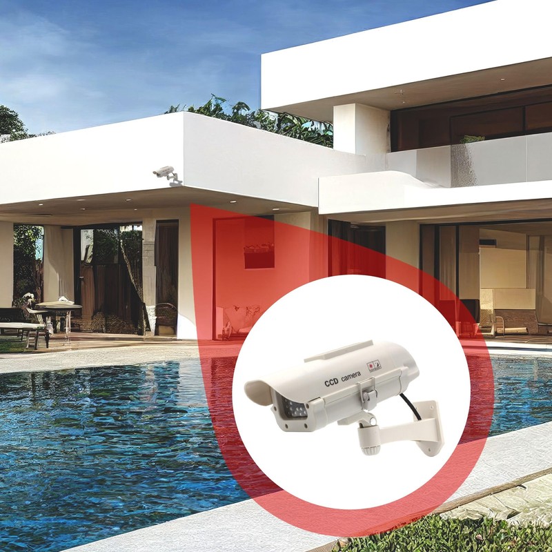 FISHTEC Dummy Camera Outdoor - Dummy Camera Deterrent with Red