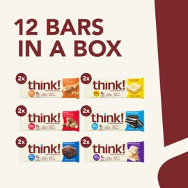 think! Protein Bars, High Protein Snacks, Gluten Free, Kosher Friendly, Best Seller Variety Pack, Nutrition Bars, 2.1 Oz per Bar, 12 Count (Packaging May Vary)
