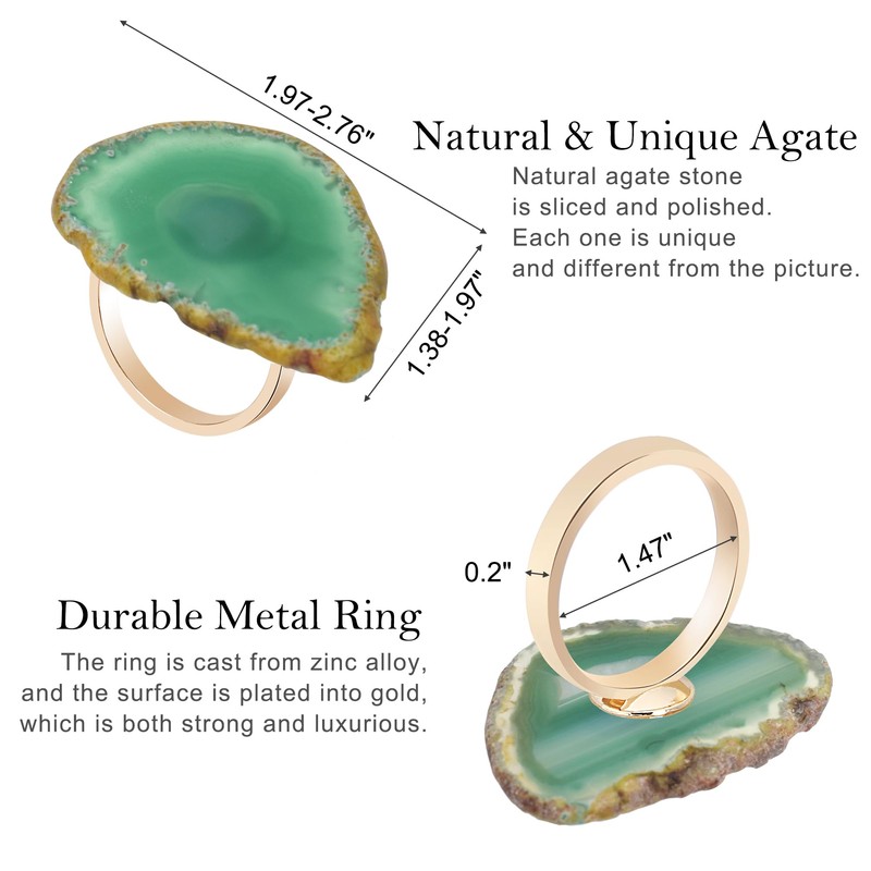 CozyTower Agate Napkin Rings Set of 4, Gold Napkin Holders