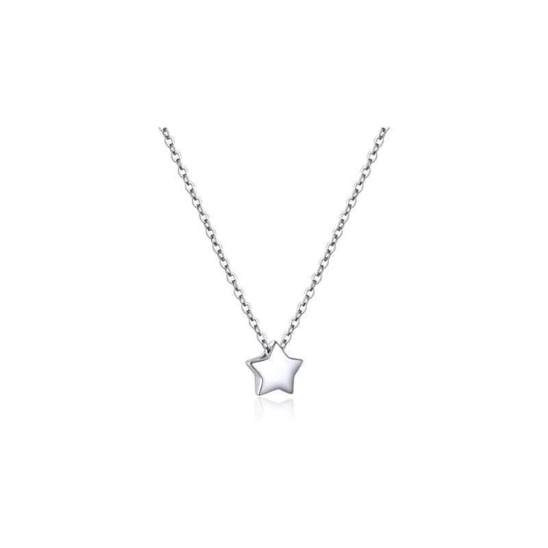 PROSILVER Collar Plata 925 Mujer y Hombre Dije Corazón/Redondo/Estrella/Rectangular Clásico