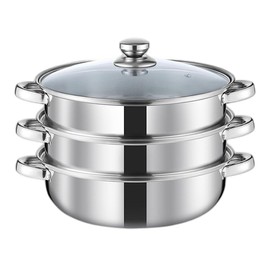 Steamer Pot for Cooking 11 inch, Steamer Pots 3-tier Multipurpose Stainless Steel Steam Pot Cookware with Handle for Vegetable