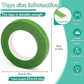SOCNITC Flower Tape, Floral Tape for Bouquets, 1/2inch Green Flower Tape for Bouquet Stem Wrap Floral Arranging Craft Projects Corsages, Wedding Bouque